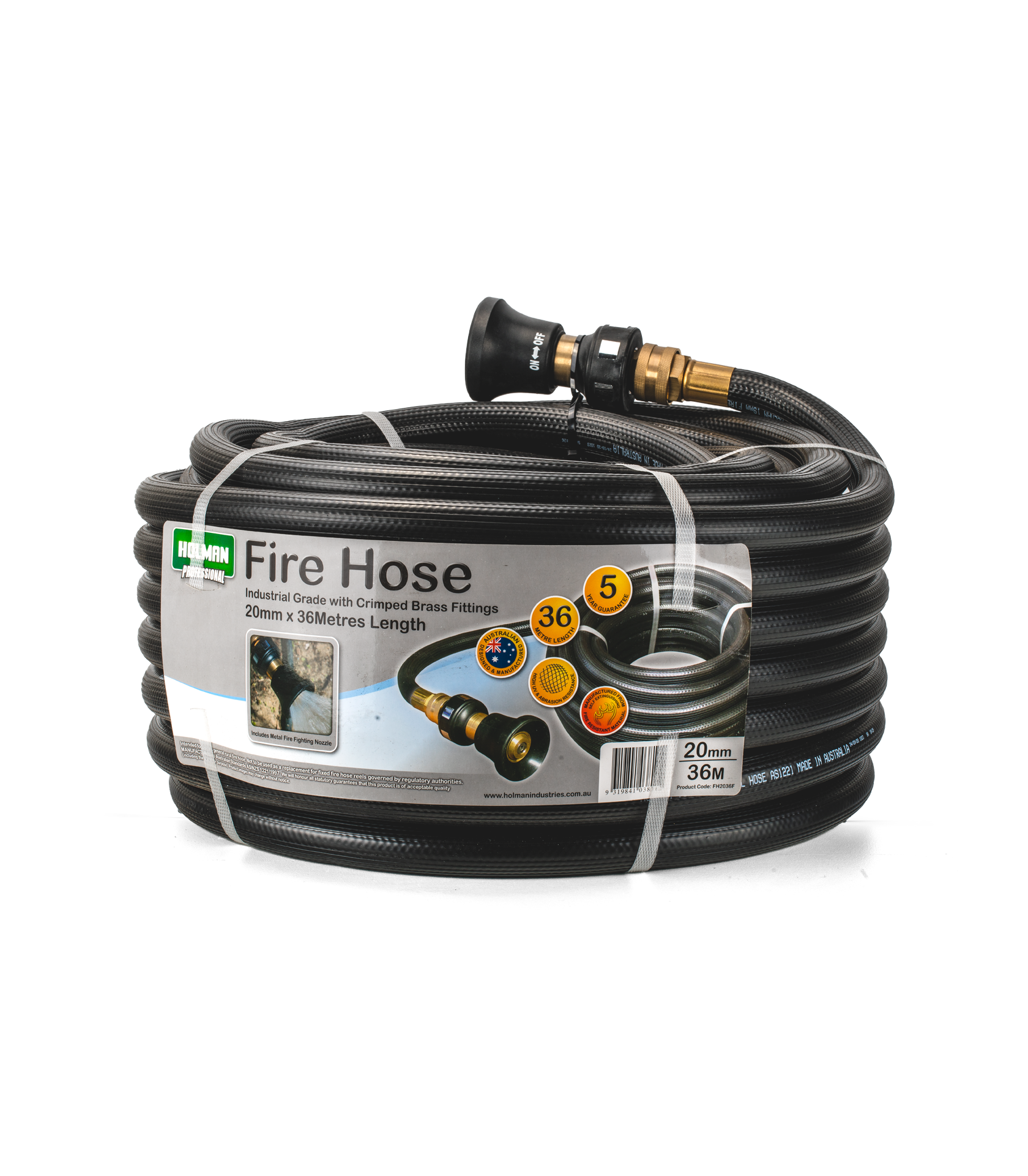 Holman Fire Hose & Nozzle Fitted 20mm 36M